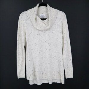 Calvin Klein Wool Sweater Womens M Ivory Preppy Classic Polished‎ Sophisticated
